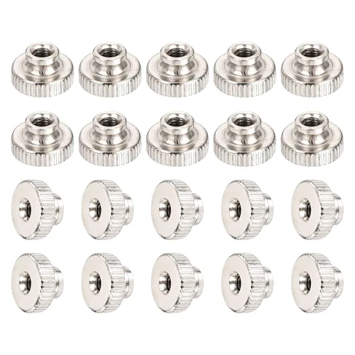 Miniatura 11 de uxcell Tuercas moleteadas, 10 piezas de perillas redondas de hierro M4x0.0.276 in para piezas de impresora 3D, tono plateado