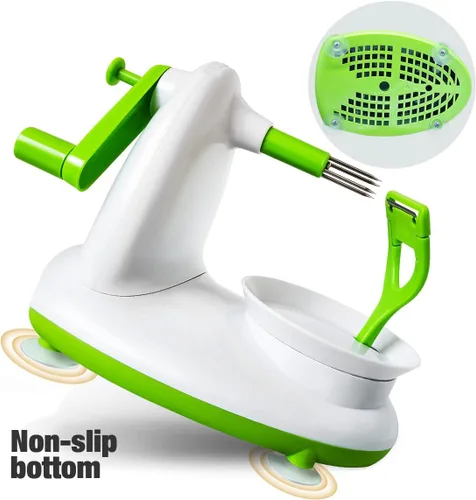 Miniatura 5 de Pelador y descorazonador de manzana mejorado para manzana, pera y cítricos, dispositivo de cocina giratorio manual, incluye 2 cabezales de repuesto