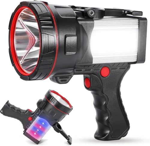 Miniatura 9 de Superbright Linterna LED de Mano Reflector Linterna Potente Luz de Búsqueda Linterna Recargable por USB con Función de Banco de Energía Luz