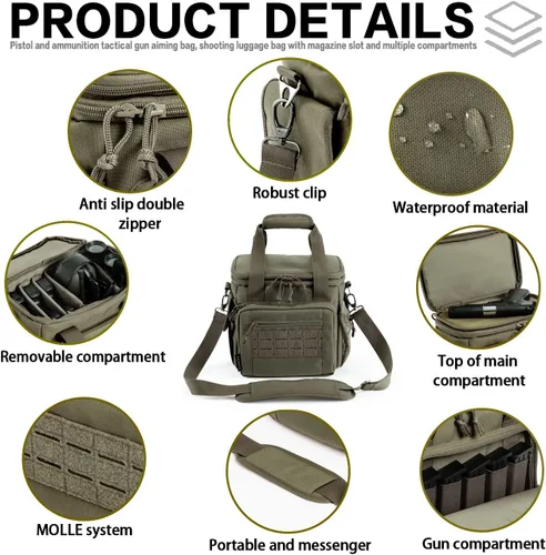 Miniatura 4 de Bolsa para el rango, estuche para pistola, bolsas de rango de estuche suave para pistolas y municiones con doble capa a prueba de explosiones