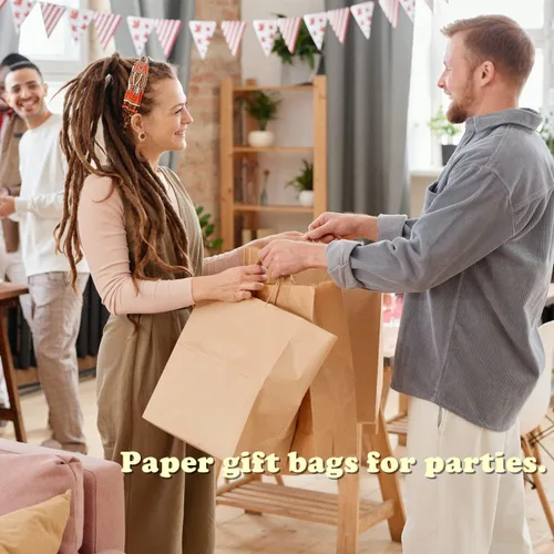 Miniatura 5 de BagDream Bolsas de papel kraft de 14 x 10 x 15.75 pulgadas, bolsas de regalo de papel ultra anchas grandes con asas para llevar, fiestas, compras