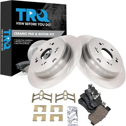Miniatura 110 de TRQ Kit de rotor de freno trasero y pastillas de cerámica Posi premium compatible con camioneta Chevy GMC