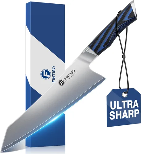 FINTISO - Cuchillo de chef de 8 pulgadas, cuchillo de cocina de gama alta con mango G10, cuchillo de cocina profesional de acero inoxidable japonés