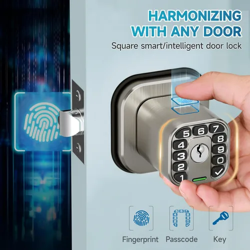 Miniatura 2 de Richelock Pomo de puerta de huellas dactilares, cerradura biométrica inteligente con teclado, perilla de puerta de código de entrada sin llave