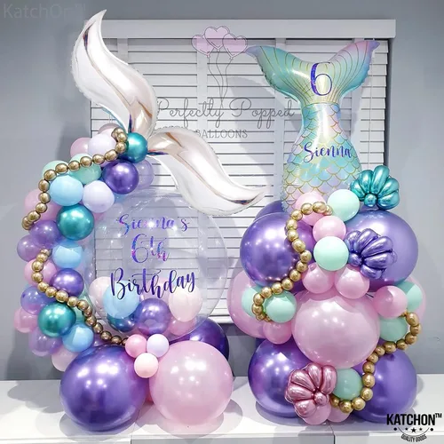 Miniatura 8 de KatchOn Globo azul con cola de sirena de 25 pulgadas, paquete de 6, globos para guirnalda de sirena, globo de aluminio para decoraciones