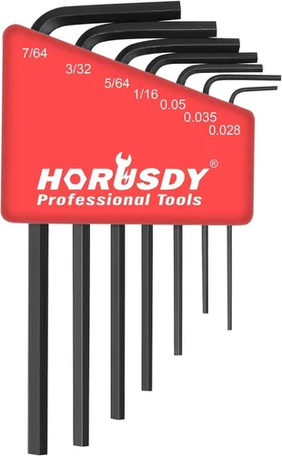 SEDY Juego de llaves hexagonales SAE de 7 piezas, llave Allen en forma de L imperial, 0.028, 0.035, 0.05, 1/16 pulgadas, 5/64 pulgadas, 3/32