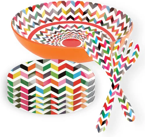 Miniatura 30 de French Bull Juego de 4 platos – Juego de 4 platos de ensalada de melamina de 9 pulgadas – Vajilla de melamina para interiores y exteriores – Foli
