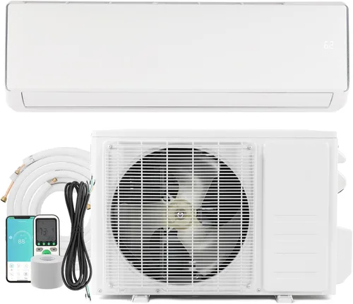Bonnlo Aire acondicionado y calentador mini split habilitado para Wifi, 17 SEER2 115V inversor sin conductos, unidad de CA de pared sin conductos