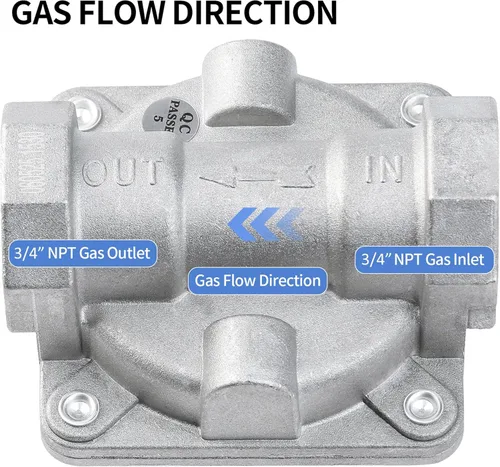 Miniatura 3 de BurnTouch - Regulador de gas 7015-4010 1/2 PSIG 3/4 pulgadas NPT gas natural y propano líquido NAT 4 pulgadas - GLP 10 pulgadas WC, para cocinas