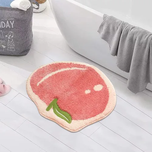 Miniatura 9 de Alfombra de baño de microfibra suave con forma de limón semicircular, alfombra de baño antideslizante para cocina, dormitorio, ducha de goma