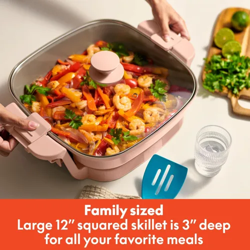 Miniatura 3 de bella Make & Take - Sartén eléctrica, utensilios de cocina Fits-anywhere™, revestimiento de cerámica EverGood™, temperatura ajustable y tapa