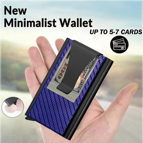 Miniatura 2 de Tarjetero, tarjetero para hombre, bolsillo frontal, minimalista, antirrobo RFID, carteras delgadas para hombres