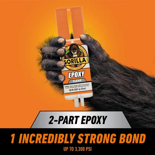Miniatura 2 de Gorilla Epoxi de 2 partes, epoxi transparente, jeringa de 0.85 onzas (paquete de 2) - Fraguado de 5 minutos, unión increíblemente fuerte