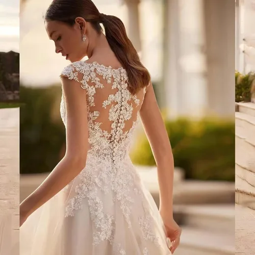Miniatura 20 de Vestido de novia formal sin tirantes con encaje, largo de sirena para mujer 2019 WD162