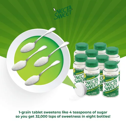 Miniatura 5 de Necta Sweet Tabletas de sacarina de 1 grano - Sustitutos de azúcar sin calorías (paquete de 8 botellas de 1,000 tabletas)