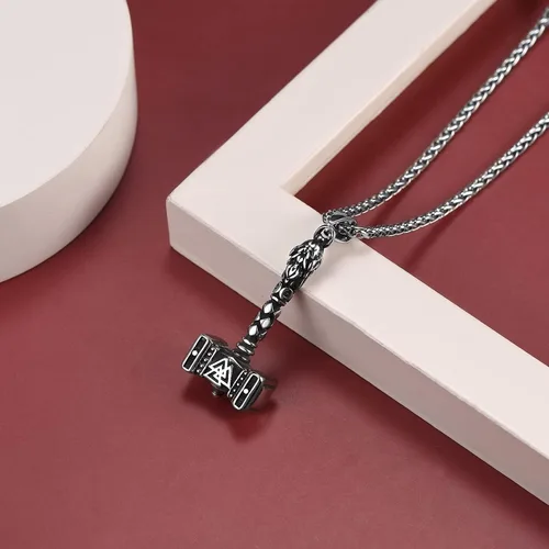 Miniatura 9 de FaithHeart Viking Thor's Hammer Talismán Collar para hombre, colgante de amuleto nórdico vintage de Mjolnir con cadena de trigo resistente, joyería