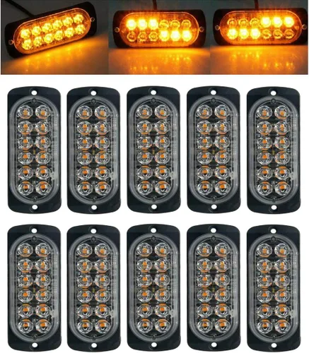 MASO Luces estroboscópicas de emergencia para camiones, coche de recuperación ámbar 12 LED, barra de iluminación naranja, parrilla intermitente,