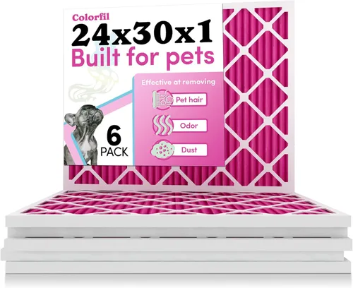 Miniatura 15 de Colorfil - Filtro de aire de 18 x 18 x 1 pulgadas, filtros que cambian de color para olores de gatos y perros, filtro de aire acondicionado MERV 8