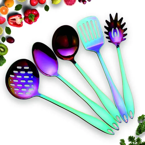 Miniatura 10 de Homquen Juego de utensilios de cocina de acero inoxidable, 4 piezas, juego de utensilios de cocina, juego de espátulas, cucharas de cocina, 1.