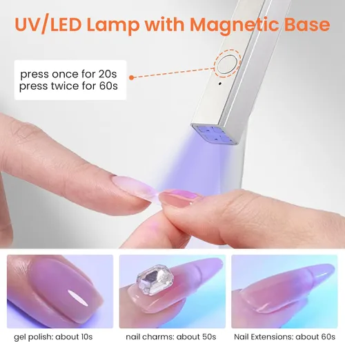 Miniatura 5 de Mini luz ultravioleta de mano para uñas de gel con soporte magnético para secador de uñas de un dedo con pantalla LCD Lámpara de uñas inalámbrica