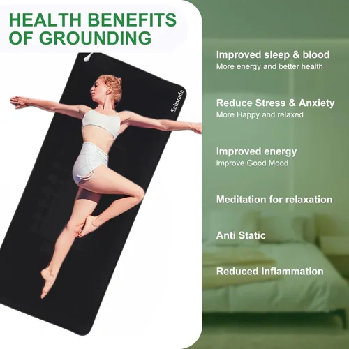 Miniatura 3 de Alfombrilla de yoga Grounding – Almohadilla de ejercicio de fitness, 71 x 24 pulgadas, almohadilla de tierra antideslizante mejorada con cable de 15