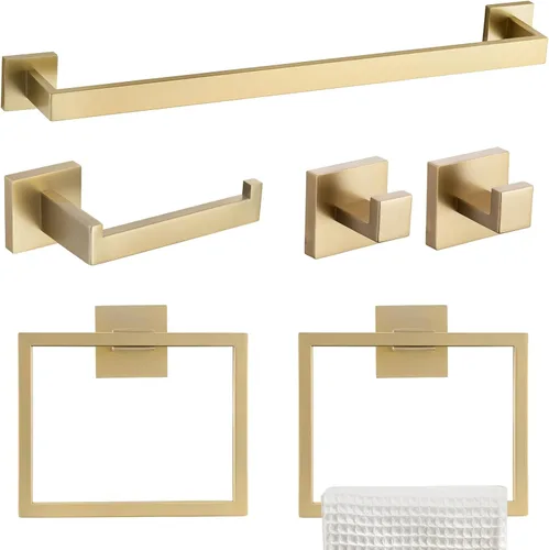 Miniatura 11 de Conjuntos de Soportes para Toalleros de Baño Negro y Pulido, Juego de Ferretería de Baño de 4 Piezas de Acero Inoxidable, Kit de Accesorios de Baño.