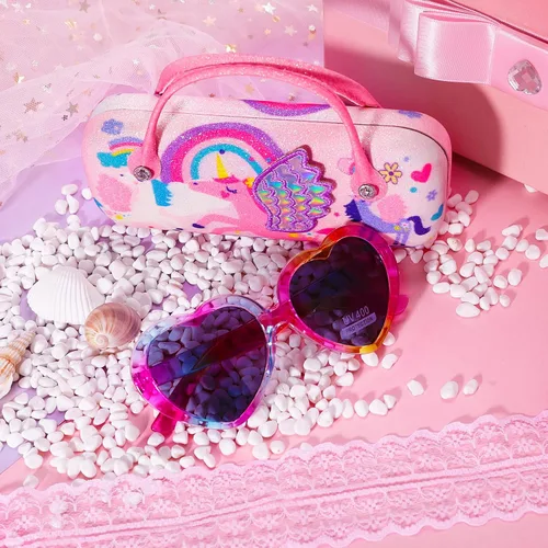 Miniatura 4 de PinkSheep Lentes de sol polarizados para niñas, con funda, lentes de sol polarizados con diseño de unicornio ovalados para gatos, protección UV400