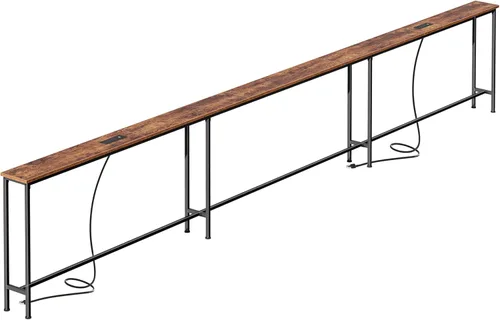 Miniatura 10 de SUPERJARE AST001Z - Mesa de sofá de 79 pulgadas con 2 tomas de corriente y puertos USB-C, mesa consola estrecha de 5.9 pulgadas con almacenamiento