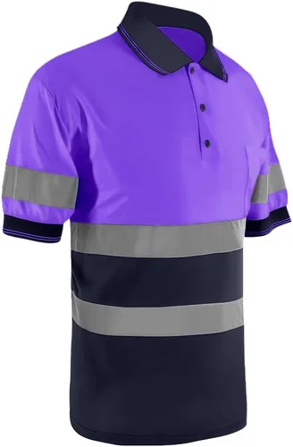 Miniatura 3 de SMASYS Polo de seguridad - Construcción reflectante Hi-viz ropa de trabajo camisetas con bolsillos para mujeres y hombres Púrpura