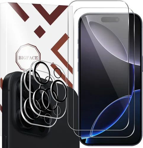 Miniatura 9 de BIGFACE Protector de pantalla para iPhone 11 + protectores de lente de cámara, [2 + 2 unidades] Vidrio templado transparente HD de alta calidad