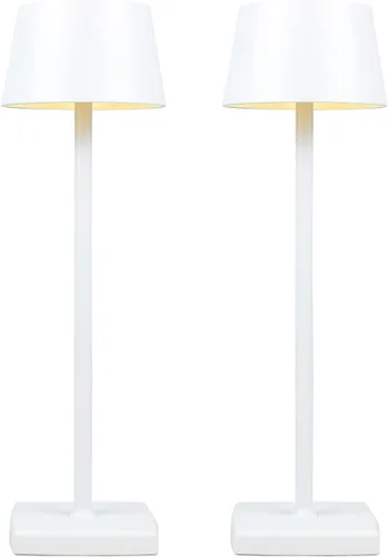 Miniatura 9 de Paquete de 2 lámparas de mesa LED inalámbricas recargables, lámpara de escritorio alimentada por batería de 5200 mAh, luz de metal portátil USB
