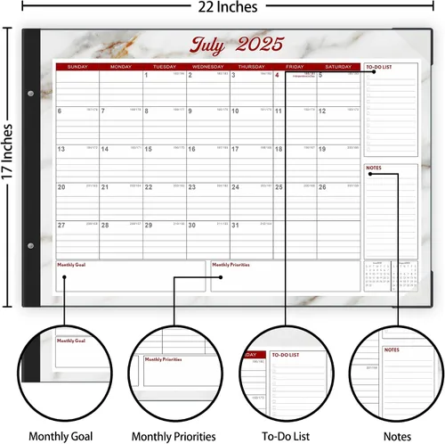 Miniatura 4 de Calendario de escritorio grande 2025-2026, calendario de escritorio de 22 x 17 pulgadas, julio de 2025 a diciembre de 2026, calendario de escritorio
