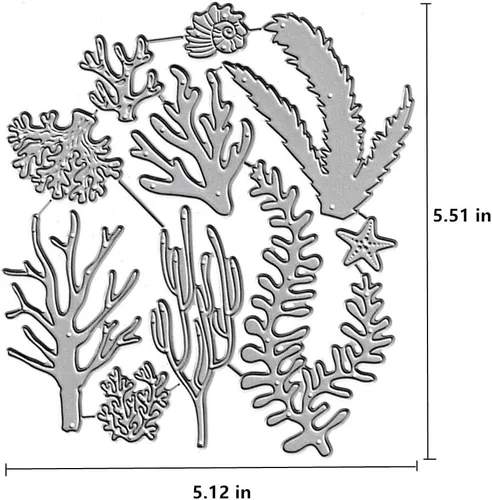 Miniatura 2 de Troqueles de corte de coral de algas marinas, caracolas de estrella de mar de mar, plantillas de metal en relieve para tarjetas de álbumes