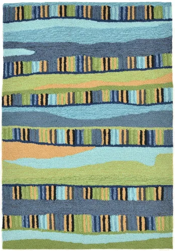 Miniatura 37 de Liora Manne Ravella - Alfombra duradera para interiores y exteriores, estabilizada a mano con rayos UV, tropical neutro, 5 pies x 7 pies 6 pulgadas