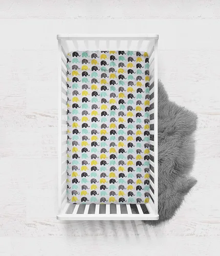 Miniatura 4 de Bacati - Paquete de 2 sábanas bajeras para cuna de bebé y niños pequeños, 100 % algodón percal neutro, color verde menta, amarillo y gris