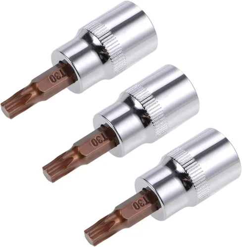 uxcell 3 unidades de 3/8 pulgadas x T30 Torx broca zócalo, brocas de acero S2 CR-V, 1.496 in de longitud, uso con llave de trinquete, barra