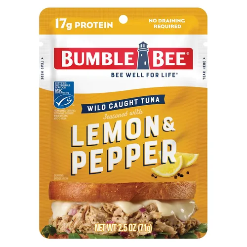 Miniatura 41 de Bumble Bee - Atún sazonado con hierbas y especias mediterráneas, sobre de 71 g - Listo para comer - Paquete de atún capturado de forma salvaje - 14