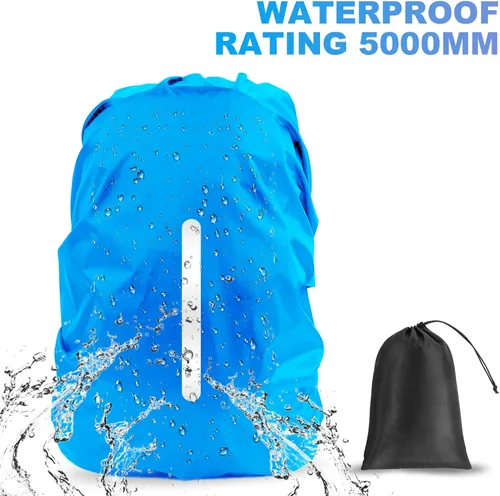 Miniatura 4 de LAMA 2 fundas impermeables de lluvia para mochila, protector reflectante a prueba de lluvia para antipolvo y antirrobo, L 41L-55L negro y azul Negro