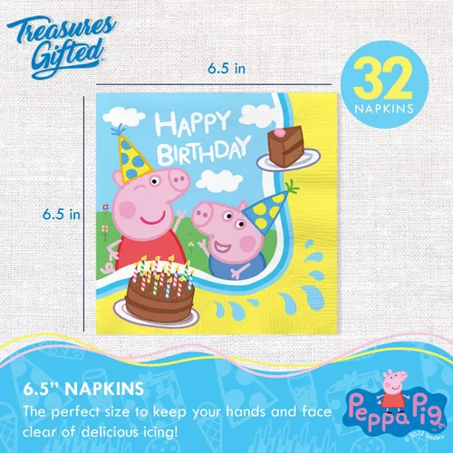 Miniatura 4 de Treasures Gifted Decoraciones de cumpleaños con licencia oficial de Peppa Pig – Sirve a 24 invitados – Juego clásico de vajilla – Suministros