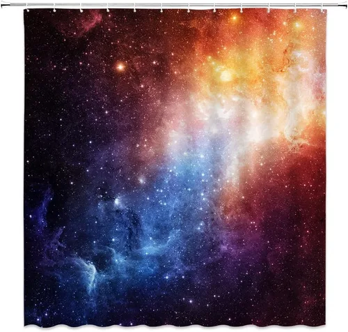 Miniatura 5 de Cortina de ducha con diseño de galaxia, espacio exterior, estrellado, para hombres, niños, universo nebulosa, planeta, juego de decoración de baño