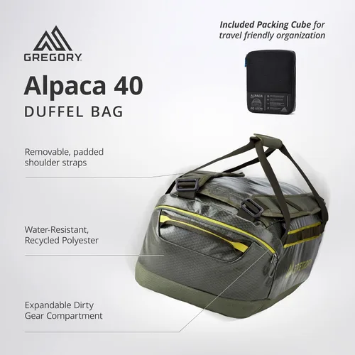 Miniatura 12 de Gregory Alpaca - Bolsa de lona resistente al agua para viajes de aventura y equipo con cubo de embalaje incluido, Negro obsidiana, 100L