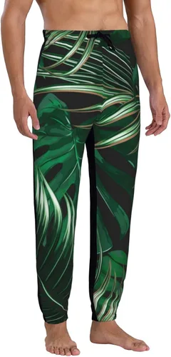 Miniatura 3 de ultaro Mens Tropical Palm Leaf Jungle Sweatpants Lightweight Casual Joggers for Workout Gym Running Jogging