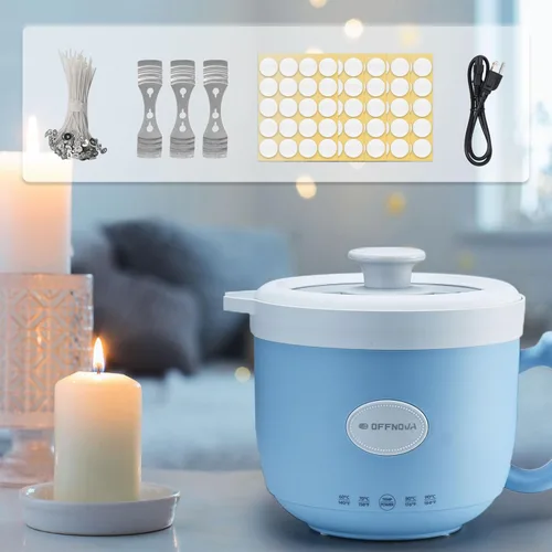 Miniatura 7 de OFFNOVA Fundidor de Cera 1.2L, Kit de Fabricación de Velas de 35OZ con Boquilla de Vaciado Adecuado para Calentador de Cera para Aficionados DIY
