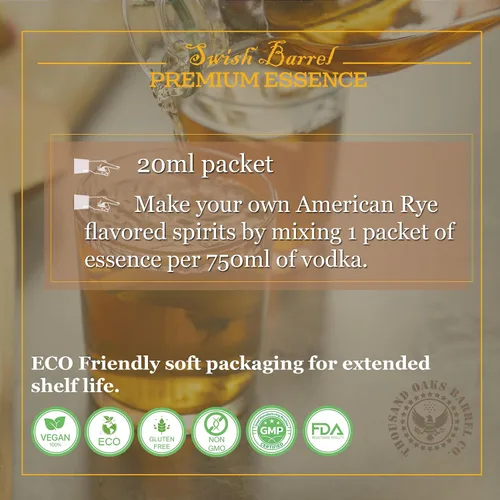 Miniatura 3 de American Rye Whisky Flavoring Essence (paquete de 5) Paquetes de repuesto de sabor a licor para kits Bootleg y envejecimiento en barril, extracto