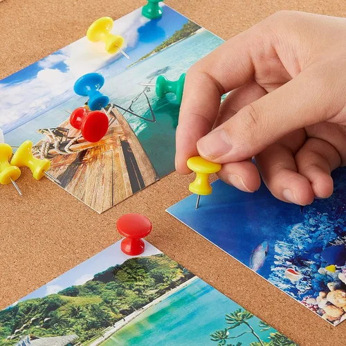 Miniatura 7 de Outus 100 pines gigantes para pulgares grandes, cabezales de plástico, de 1 pulgada, para tablero de corcho, mapas, pósteres de oficina y escuela