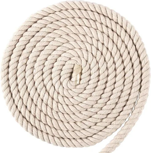 Miniatura 5 de Tenn Well Cuerda de macramé de 0.394 pulgadas, cuerda gruesa de algodón sin blanquear de 50 pies para manualidades, ganchos de plantas, cuerdas