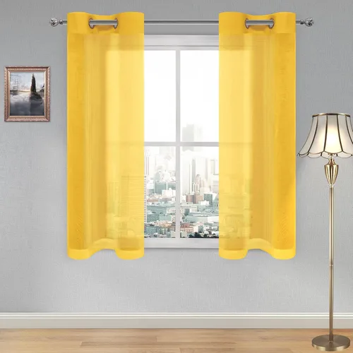 Miniatura 186 de DWCN Cortinas traslúcidas color verde frijol para sala de estar y dormitorio - Cortinas voile con aspecto de lino sintético con ojales en la parte
