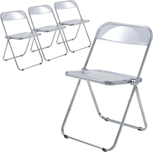 Miniatura 10 de LeisureMod Lawrence - Silla plegable de acrílico transparente moderna con marco de metal, asiento transparente que ahorra espacio para comedor