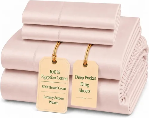 Miniatura 37 de Sábanas Twin XL 100% Algodón Para Cama Twin, Juego de Sábana Bajera Totalmente Elástica y Fundas de Almohada 800TC, Sábanas de Bolsillo Profundo 06