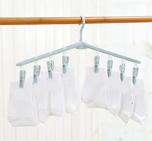 Miniatura 2 de Perchas plegables de viaje para camisas, calcetines y ropa con clips, pantalones cortos de plástico plegables, faldas y pantalones, perchas